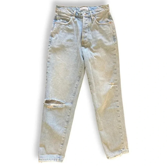 Betro Simone Anthro Light Wash High Waisted Distressed Mom Jeans Size 26 - Picture 1 of 10